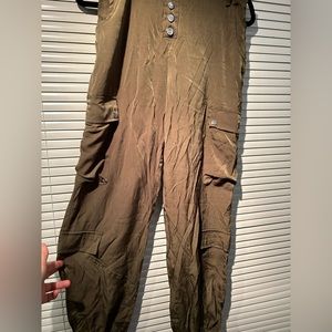 Silky army green cargo pants